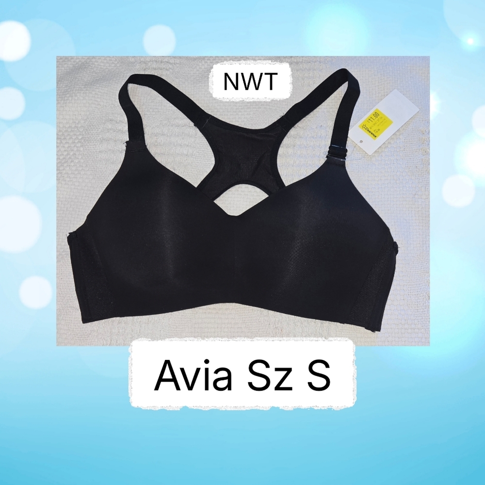 NWT Avia Women's Black Sports Bra Sz S